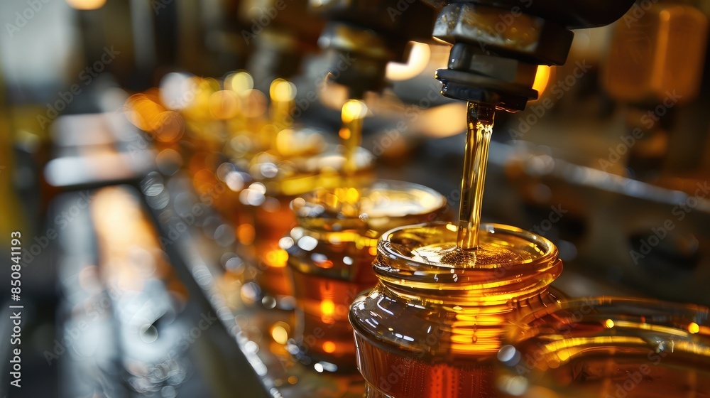Automated Honey Bottling Process in Factory Automated Honey Bottling Process in Factory