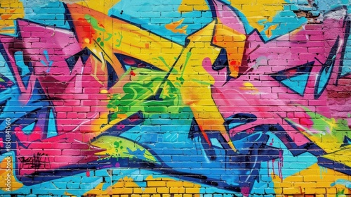 colorful graffiti art on urban brick wall vibrant street art grungy texture hip hop culture