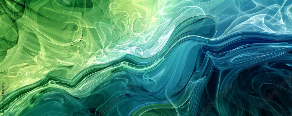 A cool, green and blue fractal pattern with smooth, flowing lines.