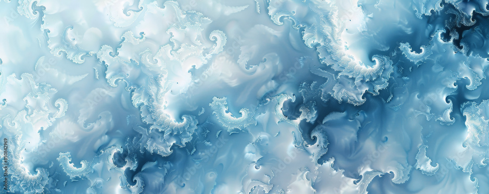A fractal design with a soft, cloud-like texture in shades of blue and white.