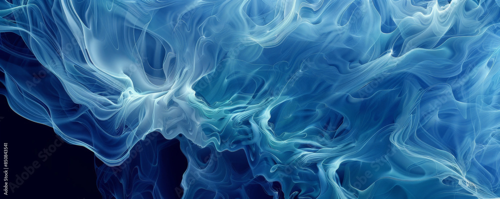 A fractal with fluid, water-like shapes in varying shades of blue. A fractal with fluid, water-like shapes in varying shades of blue.