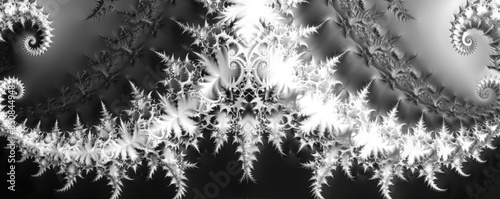 A monochromatic Julia set fractal with sharp, angular shapes.