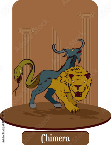illustration vector isolated of  mythical creature, Chimera, greek mithology
