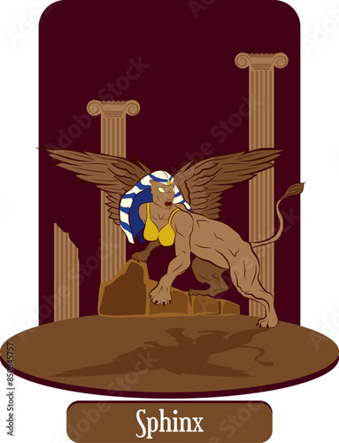 illustration vector isolated of  mythical creature, Sphinx, greek mithology