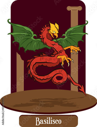 illustration vector isolated of  mythical creature, Basilisco, greek mithology
