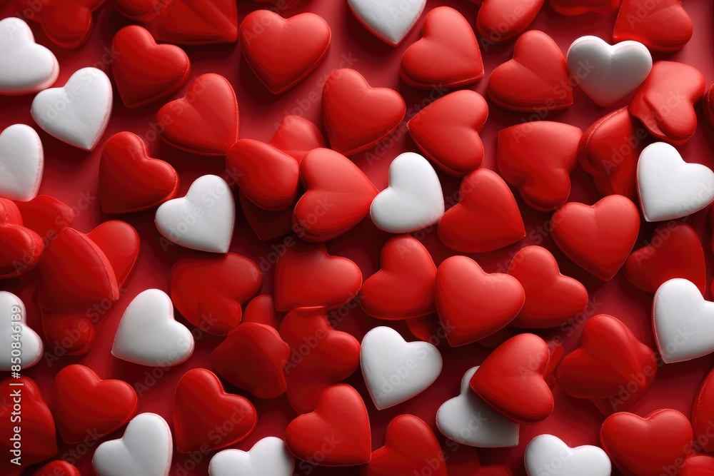 Red and White Heart Shapes Background