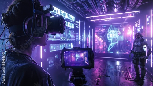high-tech entertainment studio creating immersive VR and AR experiences AI generated
