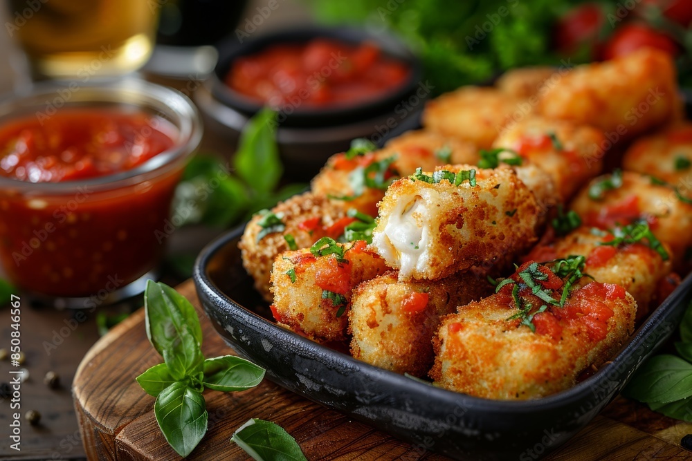 Crispy Mozzarella Sticks With Marinara Sauce Crispy Mozzarella Sticks With Marinara Sauce