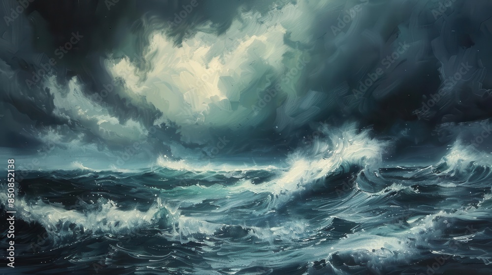 dramatic stormy seascape with crashing waves and moody skies capturing the raw power and beauty of nature oil painting dramatic stormy seascape with crashing waves and moody skies capturing the raw power and beauty of nature oil painting