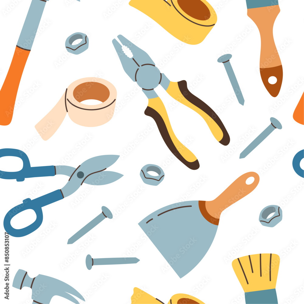 Seamless pattern with construction tools Seamless pattern with construction tools