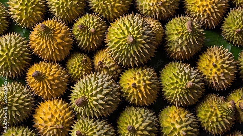 Delicious durian Thick-skinned fruit with thorns from tropical countries. Delicious durian Thick-skinned fruit with thorns from tropical countries.