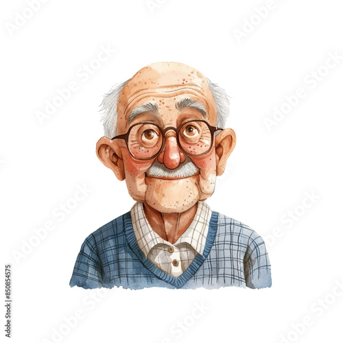 grandpa vector illustration in watercolor style