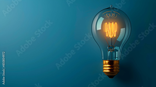 Modern Lightbulb Icon with TextGraphics Space on Blue Background for Innovative Learning Concepts and Study Guides