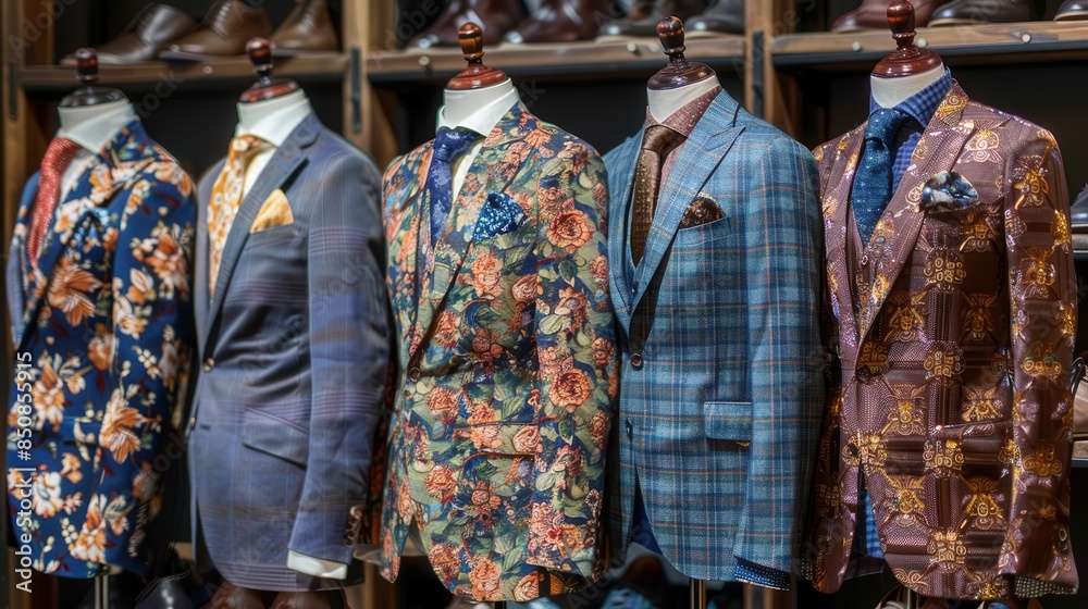 Obraz premium elegant and unique classic man suits on display