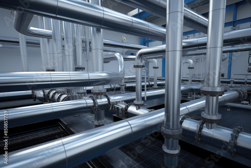 Modern Industrial Pipe System in Factory