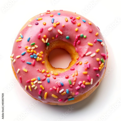 Donut with sprinkles isolated on white background © Pixel Stock