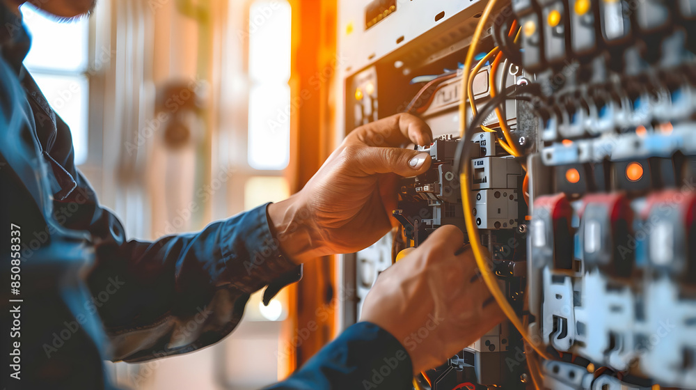 electrician repairing circuit breaker electrician repairing circuit breaker