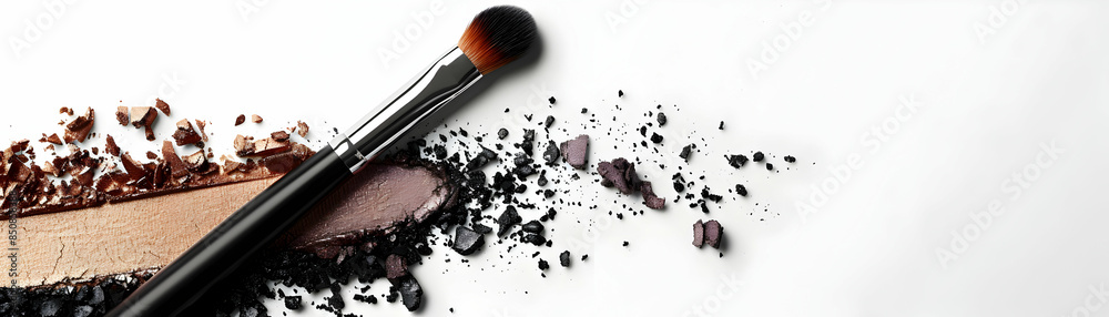 Photo Realistic Makeup Brush and Eyeshadow Icon on White Background Ideal for Eye Makeup Beauty Photo Realistic Makeup Brush and Eyeshadow Icon on White Background Ideal for Eye Makeup Beauty