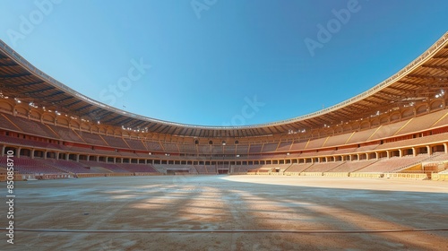 empty spanish bullring arena for traditional bullfighting performances cultural architectural photography
