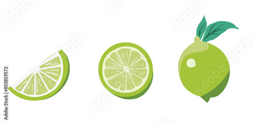 green lemon and green lime.