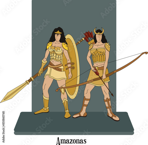 Illustration vector isolated of Amazons greek mythology.