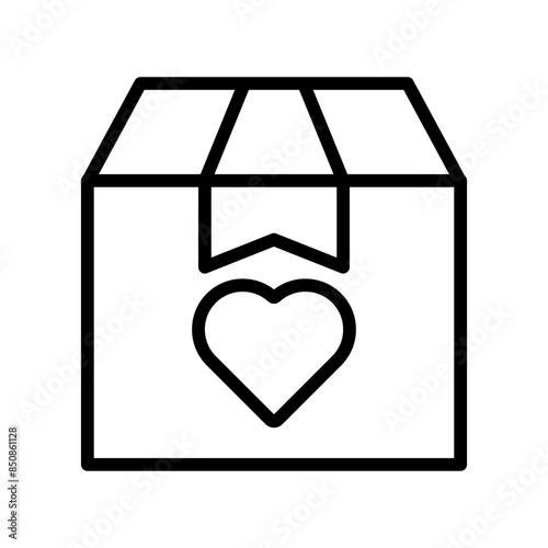 charity love gift box icon line vector design illustration template