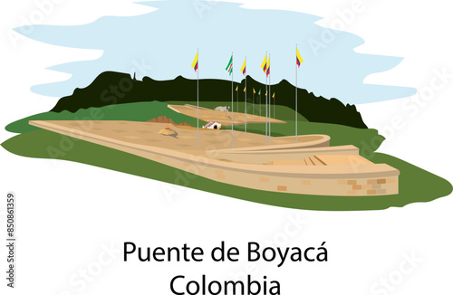 illustration vector isolated of Boyacá Bridge, Puente de Boyacá, Colombia, independence monument.