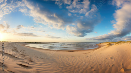 Golden Sunset Over Serene Beach Panorama