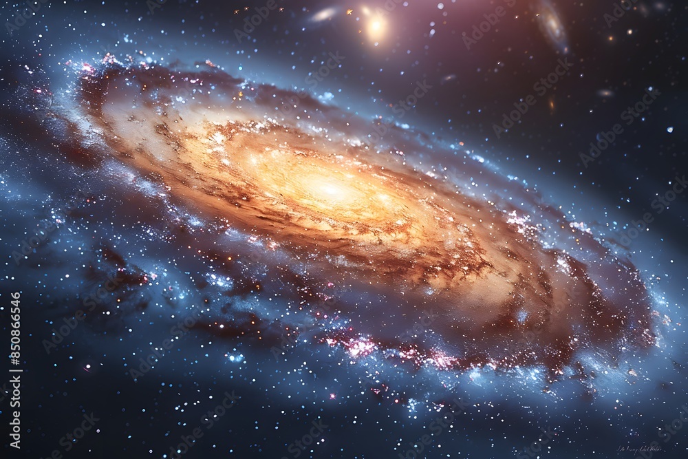 Fototapeta premium Outer space. Solar System with many asteroids. Realistic galaxy illustration. 