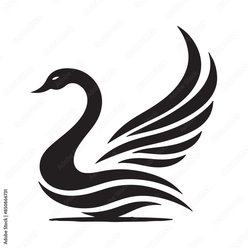 Swan Silhouette Vector Art Illustration Swan Silhouette Vector Art Illustration