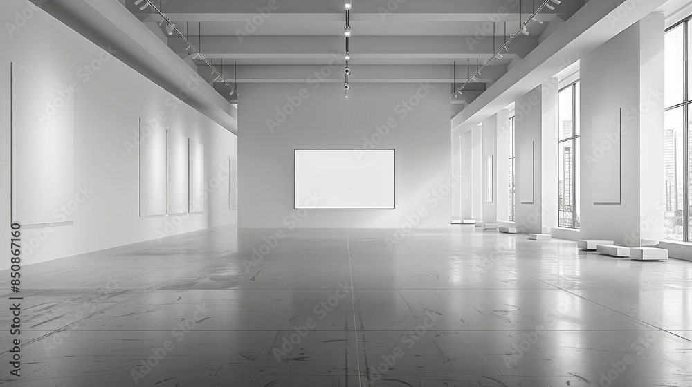 Empty gallery wall, white and spacious, a blank canvas for art, exhibitions, and creative displays Empty gallery wall, white and spacious, a blank canvas for art, exhibitions, and creative displays