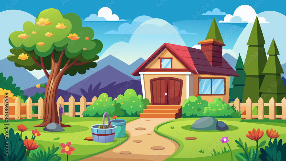 2d-animation-background-including-house-and-garden 2d-animation-background-including-house-and-garden