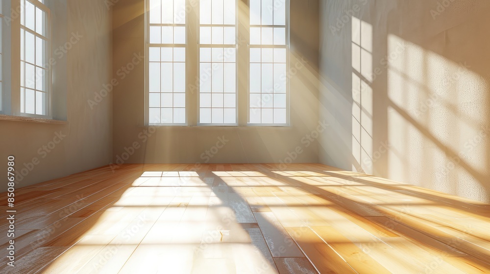 Sunlit Empty Room with Large Window Shadows Sunlit Empty Room with Large Window Shadows