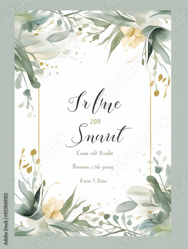 Luxury wedding invitation card Design. Abstract botanical leaf branch contour drawing line art texture template background. Wedding Marriage Card design