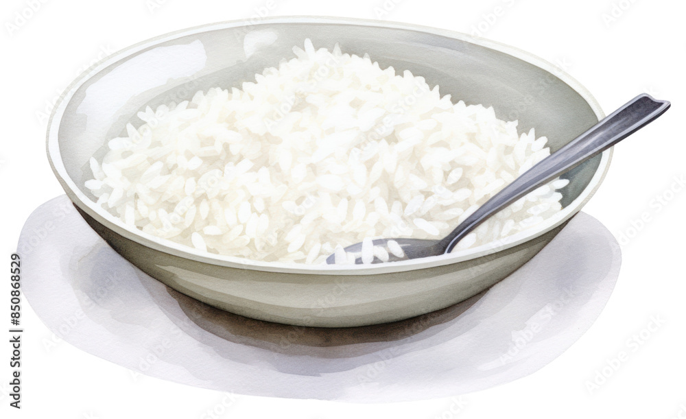 PNG Rice on the plate produce cutlery grain. PNG Rice on the plate produce cutlery grain.