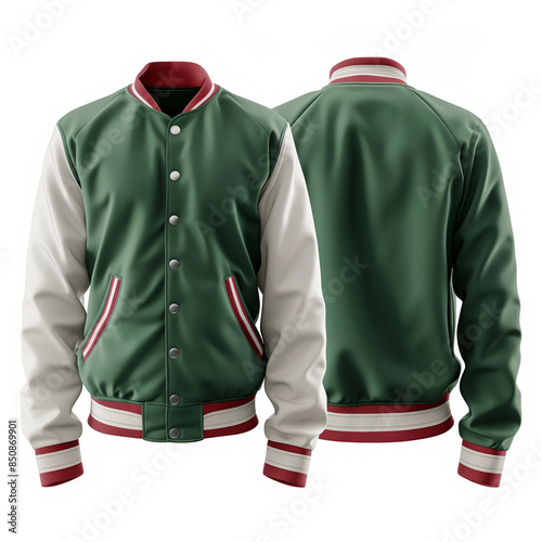 Red and White Varsity Jacket Mockup with Letter 