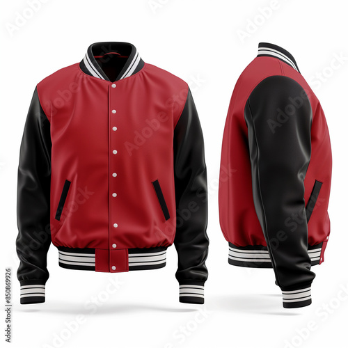 Red and White Varsity Jacket Mockup with Letter 