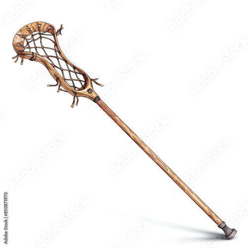 A lacrosse stick clipart, sports equipment element, vector illustration, realistic, isolated on white background photo