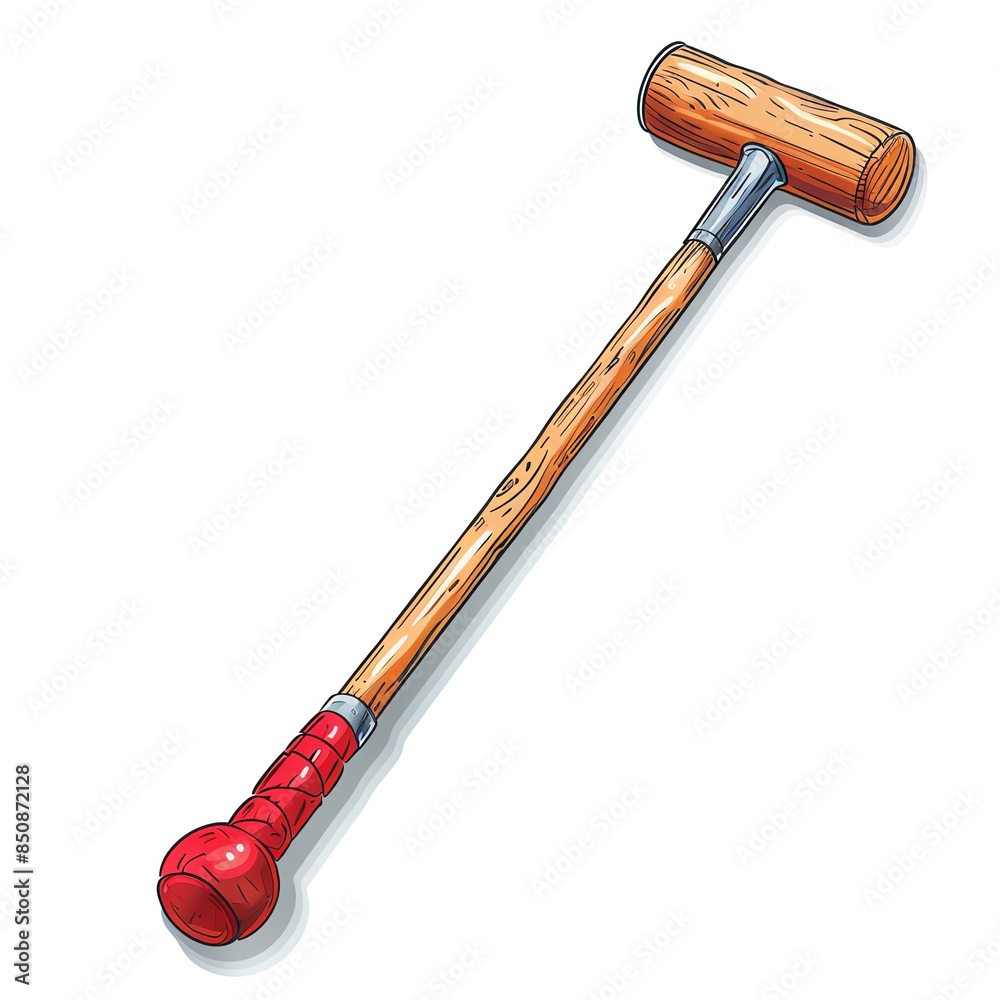 A polo mallet clipart, sports equipment element, vector illustration, realistic, isolated on white background A polo mallet clipart, sports equipment element, vector illustration, realistic, isolated on white background