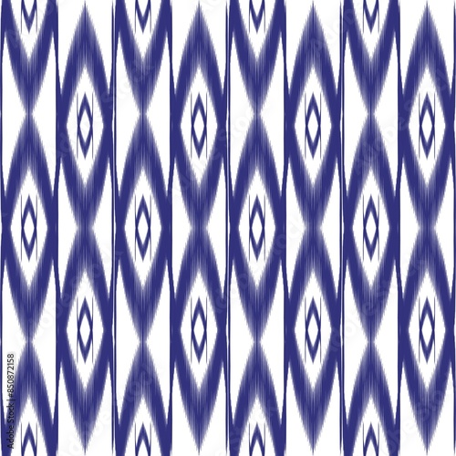Ikat ethnic seamless pattern. Tribal pattern art. Design for background, wallpaper, illustration, fabric, clothing, carpet, textile, batik, embroidery and decorations.