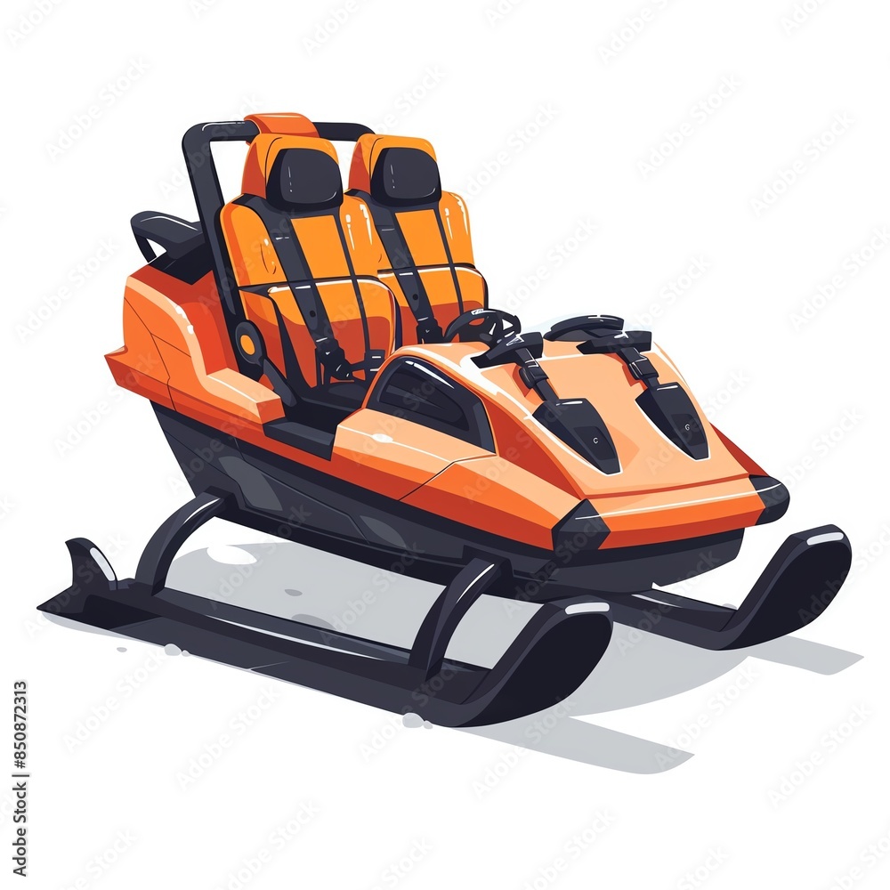A skeleton sled clipart, sports equipment element, flat design, modern, isolated on white background A skeleton sled clipart, sports equipment element, flat design, modern, isolated on white background