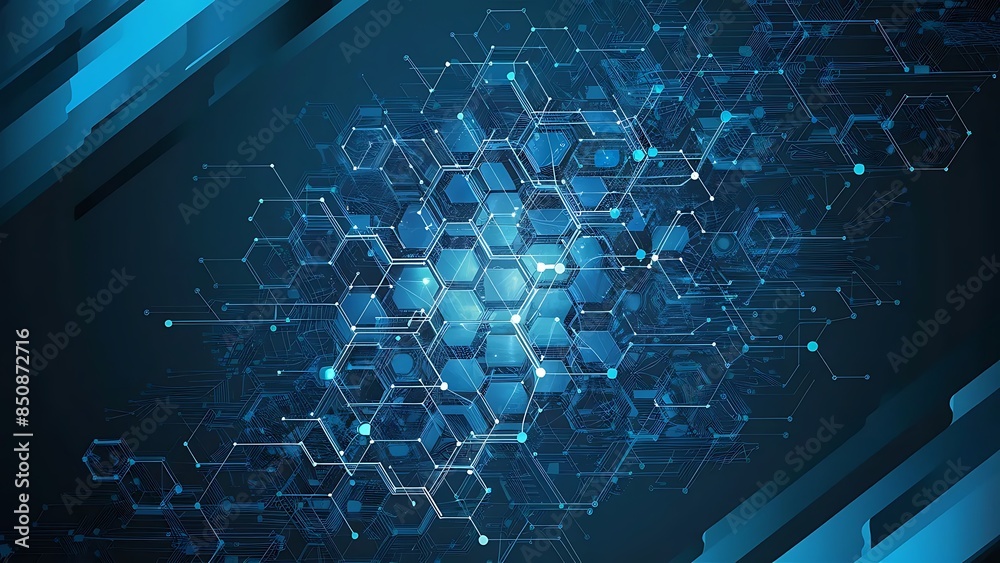 Obraz premium Structure molecule and communication hexagonal