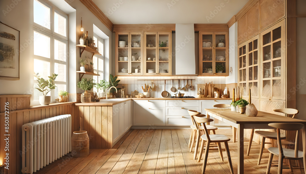 Bright Rustic Kitchen with Wooden Cabinets Bright Rustic Kitchen with Wooden Cabinets