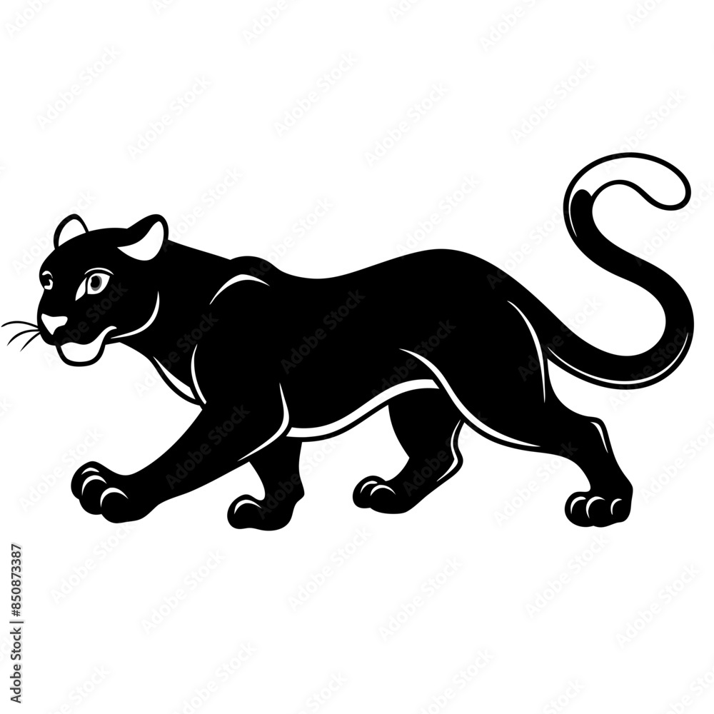 Fototapeta premium a-black-and-white-panther-animal-running-looking