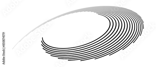 Abstract background with lines in spiral, perspective view. Art design circle as logo or icon.
