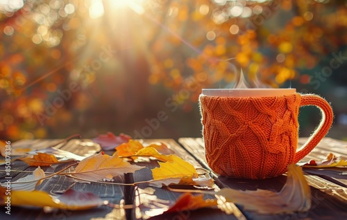 A Warm Mug of Coffee on a Sunny Autumn Day