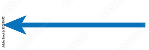Blue long arrow to the left . vector, isolated. blue arrow isolated on transparent background. Vector illustration. Eps file 19.