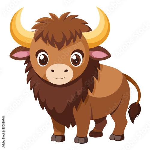 Buffalo vector illustration, cute animal vector illustration, Buffalo illustration vector, cute Buffalo cartoon illustration