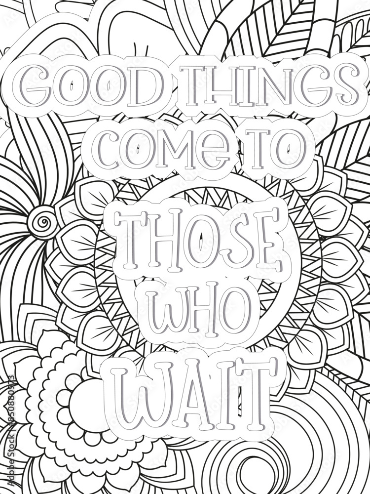 Dad Quotes Flower Coloring Page Beautiful black and white illustration for adult coloring book