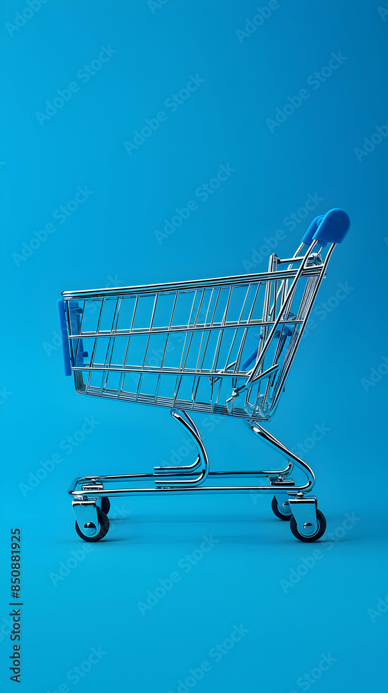 Shopping Trolley and Product Icon on Blue Background for Retail Environments Stock Photo Concept Shopping Trolley and Product Icon on Blue Background for Retail Environments Stock Photo Concept